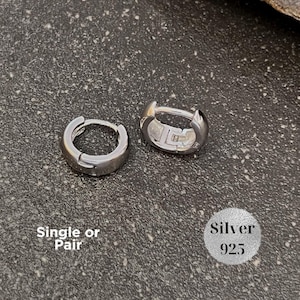 Chunky heren zware dikke 5 mm S925 Huggie-hoepeloorbellen, minimalistisch strak breed vet moderne brutale sieraden, mannen statement hoepels, vriendje cadeau