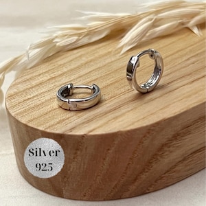 Massief 3 mm brede sterlingzilveren 925-ringen, dikke gladde oorringen van 12 mm, dikke zilveren effen Huggie-oorringen heren vrouwen, mollige platte hoepels