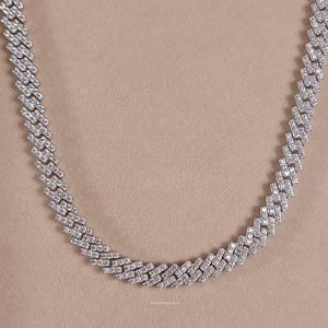 VVS Moissanite Diamond Cuban Link Chain 925 Sterling Silver 8 MM cuban miami chain necklace HipHop jewellery gift for him