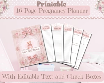 Printable Pregnancy Planner, 16 Page Checklist & Tracker, Baby Prep Organizer (Digital Download)