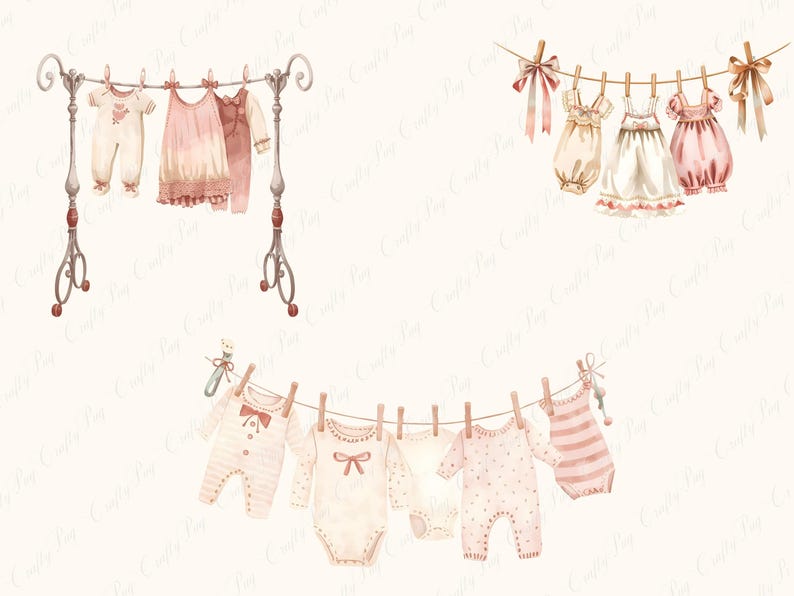 Dusky Graphcs Dusky Pink Baby Shower Clipart, Watercolor Baby Clipart Png Svg, Floral ...
