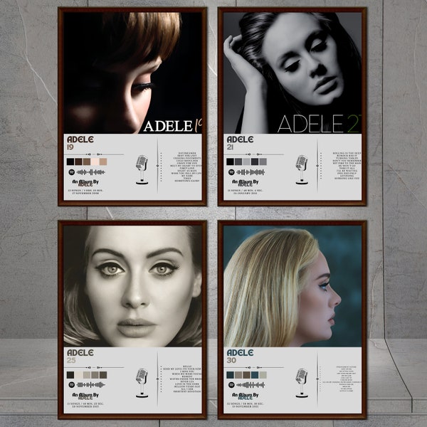 Adele All Album Set Poster Print, Adele Merch, Adele 19 - 21 - 25 - 30 Album Cover Poster, Musikalbum Poster, Adele Lover Geschenke
