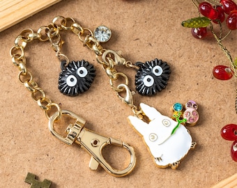 Official Studio Ghibli My Neighbor Totoro Small Totoro Metal Bag Charm with Flower