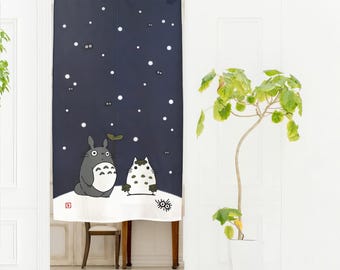 Mein Nachbar Totoro Noren Vorhang im Schneemann-Design, japanischer Raumteiler, offizielles Studio Ghibli