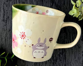 Caneca de cerâmica oficial do Studio Ghibli Totoro Mino Ware com estampa de flor de cerejeira
