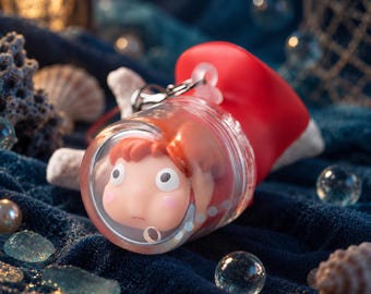 Official Studio Ghibli Ponyo in a Jar PVC Keychain Charm Shipped from Japan