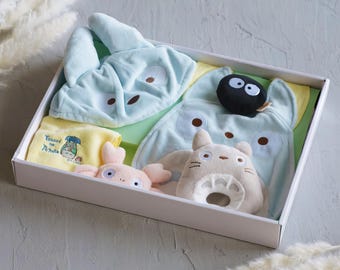 Personalized My Neighbor Totoro Newborn Baby Gift Set 6-Piece Custom Embroidery