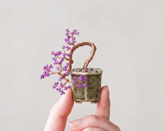 Kit de Bonsai de Miçangas Nejitte, Miniatura de Callicarpa Japonesa, Enviado do Japão