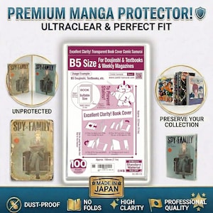 Fundas transparentes para libros de manga y doujinshi Comic Samurai B5, 100 unidades, OPP, fabricadas en Japón.