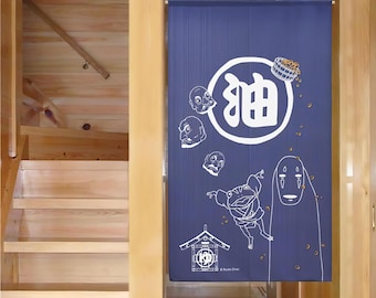Chihiros Reise ins Zauberland Noren Vorhang, Blaues Badehaus No-Face Design, Japanischer Raumteiler, offizielles Studio Ghibli