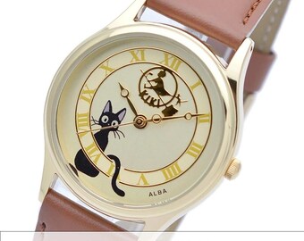 Seiko Alba Kiki's bezorgservice Jiji horloge gouden wijzerplaat kalfsleer
