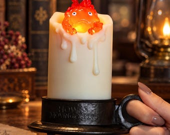 Howl's Moving Castle Calcifer Candle Light, Swaying Color-Changing Flame, Studio Ghibli