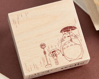 Carimbo de madeira oficial do Studio Ghibli para ponto de ônibus do Meu Vizinho Totoro - Artigos de papelaria japoneses