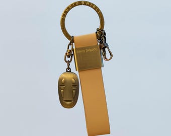 Official Studio Ghibli No Face Genuine Leather Keyring 3 Hooks Shipped from Japan