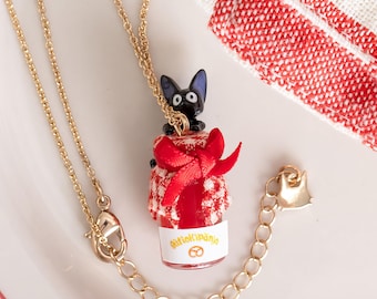 Official Studio Ghibli Kiki's Delivery Service Jiji Jam Jar Necklace