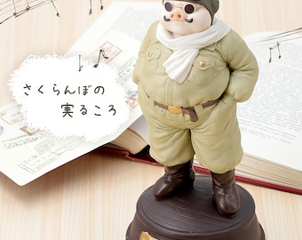 Caixa de Música Oficial de Porcelana Porco Rosso do Studio Ghibli - Edição Piloto - Enviada do Japão