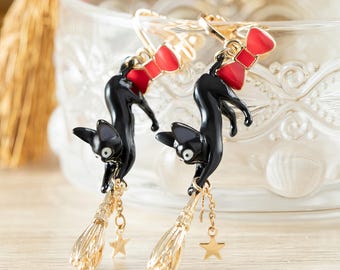 Official Studio Ghibli Kiki's Delivery Service Jiji Clip On Earrings Shipped From Japan