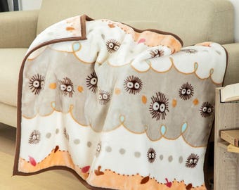 Studio Ghibli Totoro Soot Sprite Throw Blanket Fuzzy Plush Anime Baby Gift