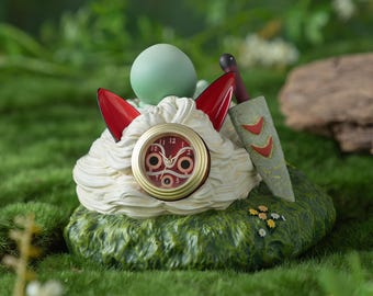 Relógio de mesa mini oficial do Studio Ghibli Princesa Mononoke San Mask