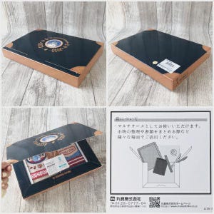 Puede incluir: Un estuche multiusos rectangular azul marino con ribetes y esquinas color canela. Presenta un emblema dorado y se abre para revelar un compartimento con varios art&iacute;culos. Dise&ntilde;ado para organizar objetos peque&ntilde;os y documentos.