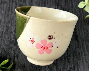 Xícara de chá autêntica do Studio Ghibli, Totoro, em porcelana Mino, com estampa de flor de cerejeira, enviada do Japão.