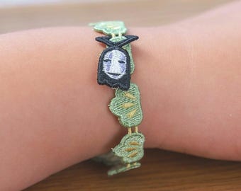 Spirited Away No-Face Lace Bracelet, Embroidered Non-Metal, Official Studio Ghibli