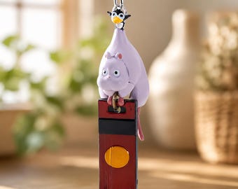 Spirited Away Boh Mouse and Fly-Bird Keychain, Studio Ghibli PVC Character Charm