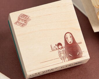 Carimbo de madeira oficial do Studio Ghibli para o trem oceânico de A Viagem de Chihiro - Artigos de papelaria japoneses