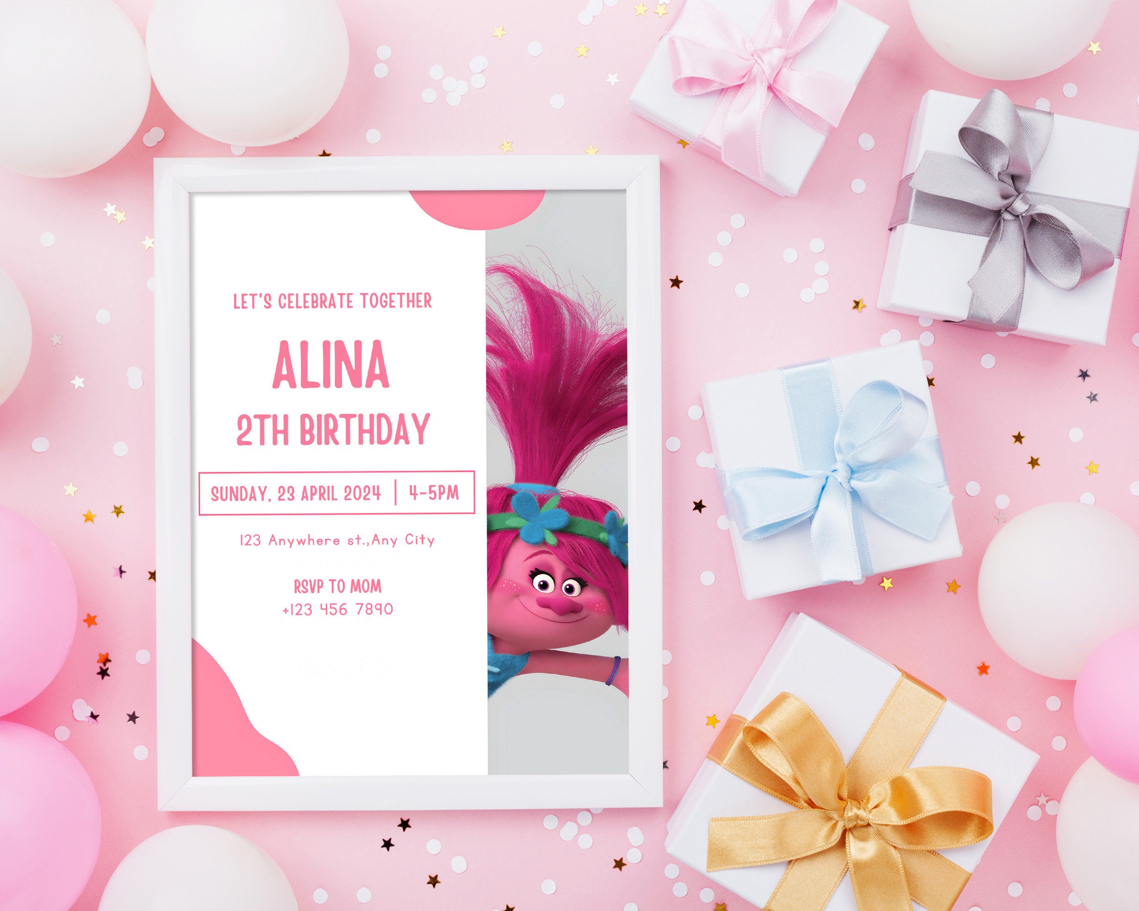 Editable Trolls Template, Editable Trolls Invitation Digital,printable ...