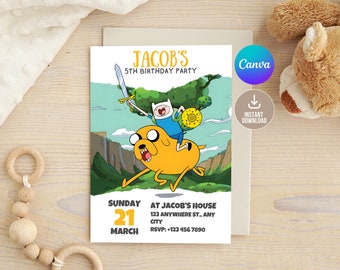 Editable Kids Birthday Invitation Digital,Printable Adventure Kids Birthday Party Invitation,Editable Canva Download,Adventure Birthday