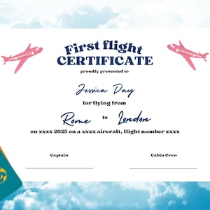 Certificado de Primer Vuelo - Certificado de Primer Vuelo Infantil
