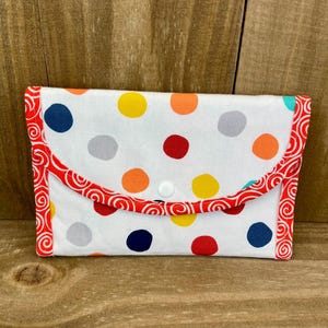Billetera triple de tela con lunares divertida hecha a mano/cierre a presión/16 ranuras para tarjetas/bolsillo para teléfono celular/monedero con cremallera