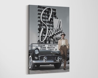 Frank Sinatra Sands Hotel Black Corvette Las Vegas Canvas, 1950s Music Wall Art