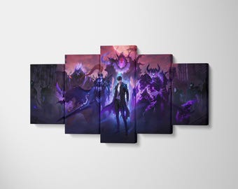 Solo Leveling Anime Canvas, Sung Jin Woo, Igris, Beru Wall Art (Ready to Hang)