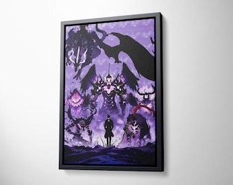 Solo Leveling Anime Canvas Decor, Sung Jin Woo, Igris, Wall Art (Ready to Hang)