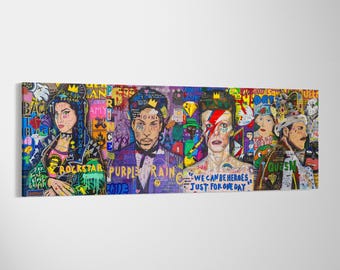 Pop Art Rock Legends Canvas, Banksy Style Music Icons Wall Decor