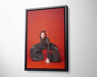 Framed David Bowie Ziggy Stardust Canvas Print, Glam Rock Jumpsuit Wall Art