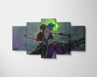 League of Legends Jinx and Vi, Arcane Poster Print, Wall Decor, Wall Art, High Quality Canvas Print, Game Poster Gift for LOL Arcane Fans