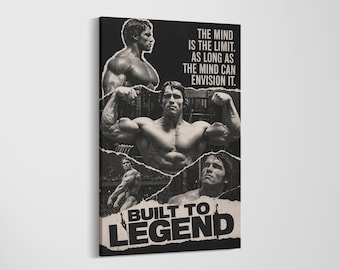 Arnold Schwarzenegger Canvas Wall Art - Vintage Bodybuilding Quote Poster for Home Gym - Motivational Fitness Collage Print, Man Cave Decor