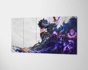 Solo Leveling Sung Jin-woo Canvas Art – Shadow Monarch Anime Poster Set
