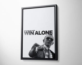 James Bond Motivational Canvas Wall Art - Daniel Craig Black and White Poster for Office - Minimalist Movie Quote Print