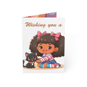 Babygirl_Birthday v1 Kinder, Grußkarten, Geburtstag, Wissenschaft, niedlich, Mädchen, Afroamerikaner, Schwarz, Familie, Kunst, Kinder, Babygirl