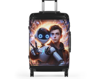 Rolf's Robot Kid's Suitcase, Travel, Luggage, SciFi, Teen, Student, Robot, polycarbonate front and ABS hardshell back