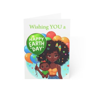 Happy Earthday v1 infantil, professor, cartões comemorativos, aniversário, ciência, fofo, menina, afro-americano, negro, família, arte, crianças