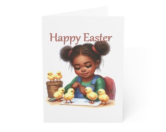EASTER LilBunny v3 Greeting Cards, Easter Eggs, Chicks, Cute, African American, Black, Family