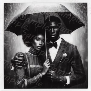 BlackRain v2 Afroamerikaner, schwarzes Grußpapier, Geschenk, Romantik, Paare, B&W, Afroamerikaner, Blackman, Liebe, Hochzeit, Ehe