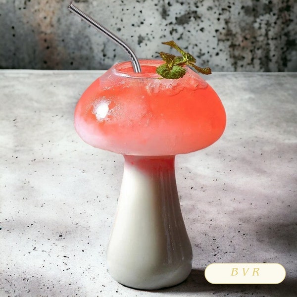 Cute Mushroom Cocktail Glass , Retro Fairy Mocktail Glass , Aesthetic Cocktail Drinkware , Birthday Gift , Multipurpose Glass Vase !