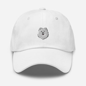 Japanese Spitz Embroidered Hat Canine Elegance for Dog Lovers Comfort and Style Perfect Gift for Spitz Admirers Blanc
