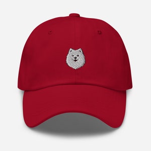 Japanese Spitz Embroidered Hat Canine Elegance for Dog Lovers Comfort and Style Perfect Gift for Spitz Admirers Cranberry