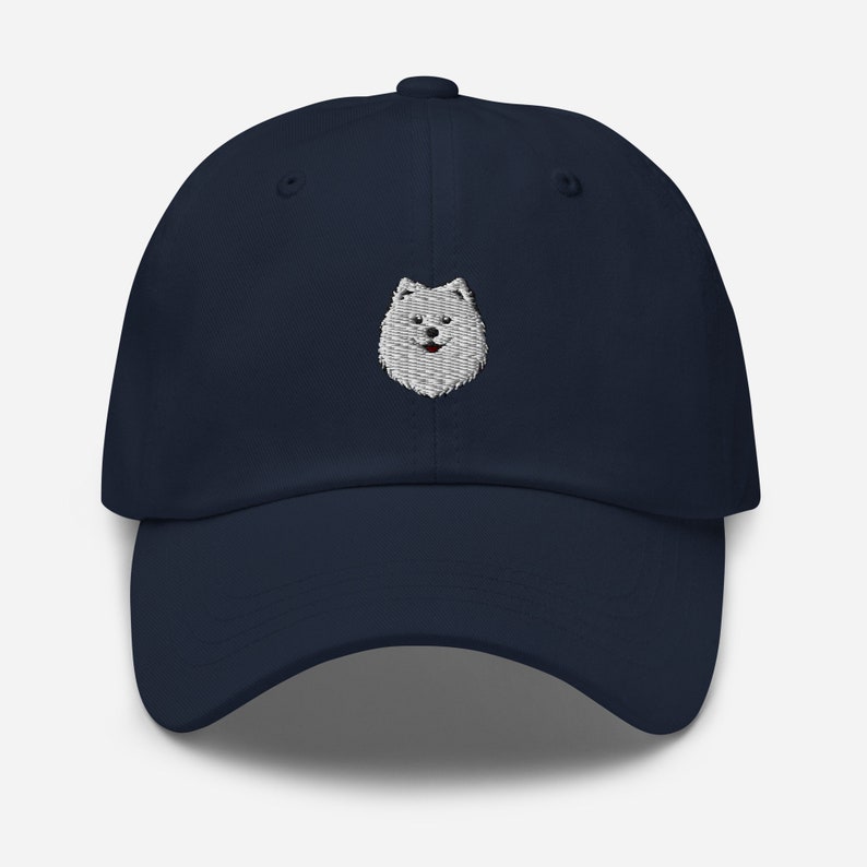 Japanese Spitz Embroidered Hat Canine Elegance for Dog Lovers Comfort and Style Perfect Gift for Spitz Admirers Navy